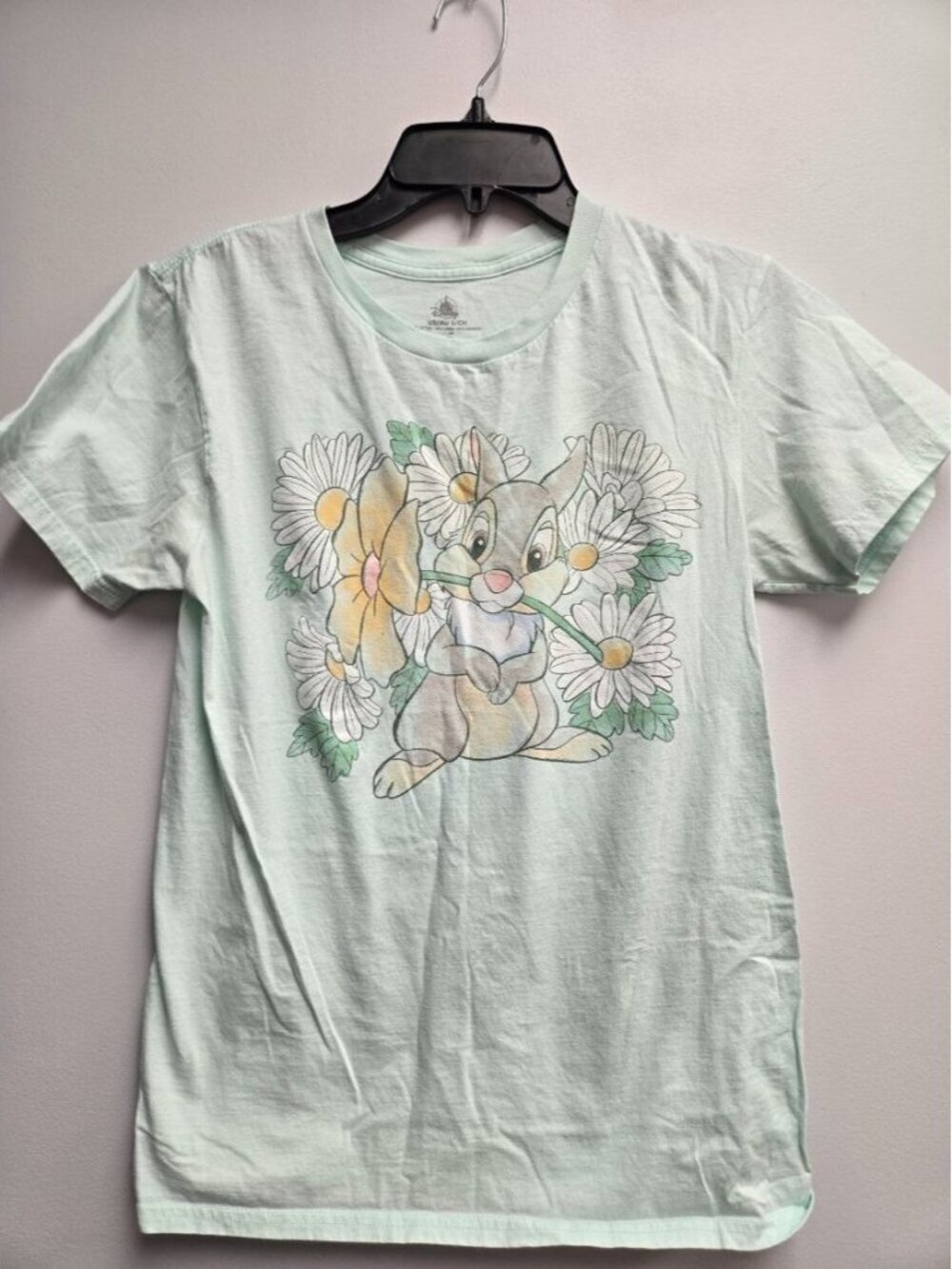 Disney Bambi Thumper T-Shirt Womens Small Green Short Sleeve Graphic Tee Soft